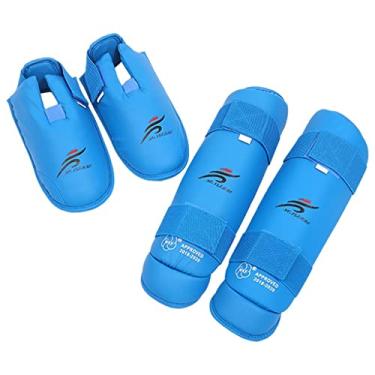 Imagem de Amagogo Strike Shin Guards Protetores de Equipamento de treinamento Protetor de pés Suporte seguro Almofadas acolchoadas de para pé e peito do pé, Azul, eu