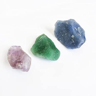 Imagem de KIT COM 3 PEDRAS BRUTAS VARIADAS, AMETISTA, QUARTZO AZUL E QUARTZO VERDE, CONJUNTO DE CRISTAIS 100% NATURAIS DE ALTA QUALIDADE 105G