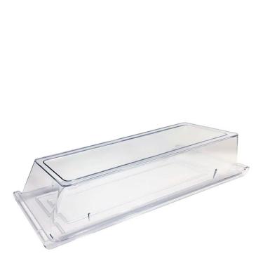 Imagem de Bandeja Servir Retangular Com Tampa 15x50 Natural em Policarbonato Linha Profissional Cook Vemplast