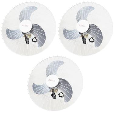 Imagem de Kit 3 Ventiladores Parede 60cm 200W Industrial Turbo Turbão 3 Pás Bivolt 110V 220V Branco Vitalex