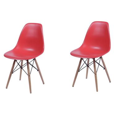 Imagem de Kit 2 Cadeiras Base Madeira Dkr OR Design Vermelho