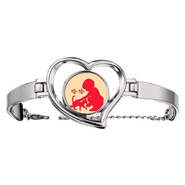 Imagem de N/A N/A Pulseira infantil brincando contorno feliz Haha coração joia pulseira fio bracelete, medium, metal