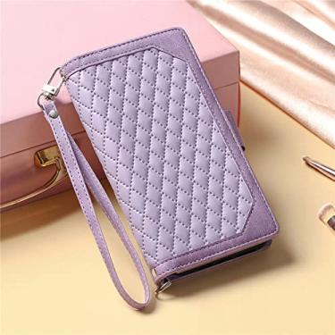 Imagem de Capa de telefone de couro com aleta de cordão para Samsung Galaxy A53 5G A73 A33 A23 A13 A32 A52S A52 A72 A51 A71 A21S Zipper Carteira Carteira, Roxo, Para Samsung Note 20