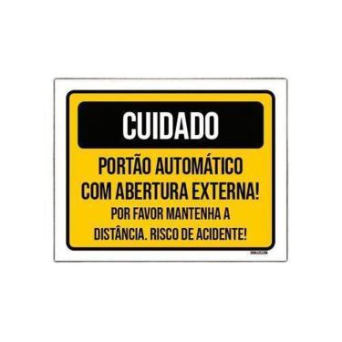Imagem de Placa Sinalização - Cuidado Portão Abertura Externa 27X35