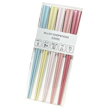 Imagem de 5 pares de pauzinhos de sushi octogonais estilo japonês conjunto de pauzinhos pontiagudos moda cor pauzinhos de plástico PET conjunto de pauzinhos de plástico PET(H)