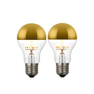 Imagem de 2X Lâmpada Filamento De Led Poptem A19 Espelhada 6W Bivolt Dourada Decorativa