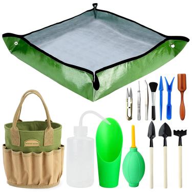 Imagem de G Good GAIN Kit de ferramentas suculentas com bolsa organizadora, conjunto de ferramentas de jardinagem com sacola, mini kit de ferramentas de jardim suculenta, conjunto de plantas de bonsai suculenta, jardinagem interna, cuidados de plantio de fadas em miniatura