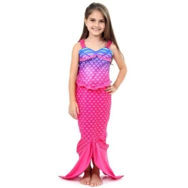 Imagem de Fantasia Sereia Rosa Infantil Vestido Com Cauda Sulamericana 935725