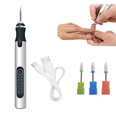 Imagem de Yajun Caneta elétrica de broca de unha sem fio máquina de lixa de unha manicure pedicure profissional recarregável ferramentas de arte de salão para ajudar a tirar o polimento de gel, branco