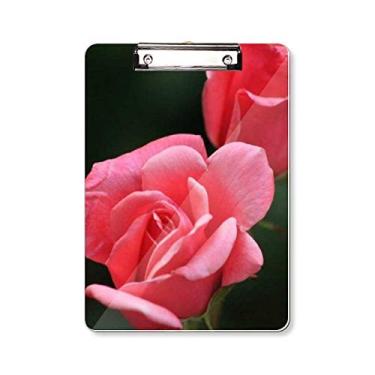 Imagem de Pasta de prendedores de flores rosas vermelhas rosa placa de suporte A4
