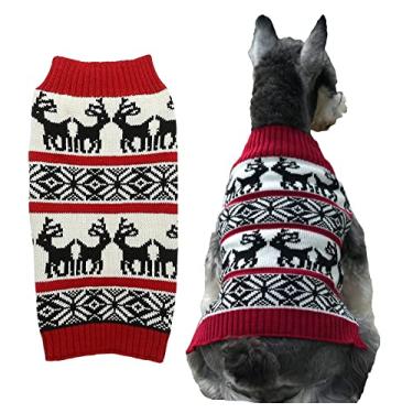 Imagem de Suéteres natalinos de malha vintage feios para cães, tamanho médio M