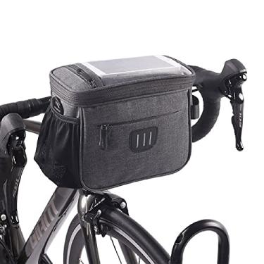 Imagem de BUDAOWEN Bolsa de guidão de bicicleta, bolsa de armazenamento frontal de alta capacidade de 5L com isolamento de tela sensível ao toque de TPU, bolsa frontal multifuncional à prova d'água para mountain bike