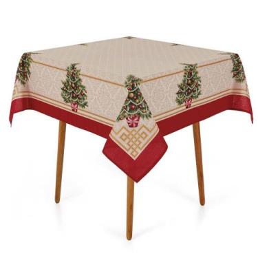 Imagem de Toalha De Mesa Karsten Quadrada 4 Lugares Natal Pinheiro Decor