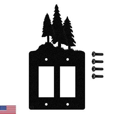 Imagem de Placa de parede de 3 pinheiros, Double Rocker (GFCI), Black