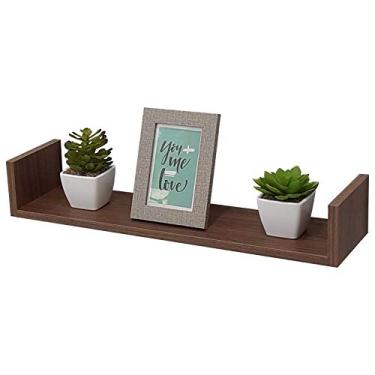 Imagem de Prateleira U 100 x 20cm Nogal Suporte Invisível