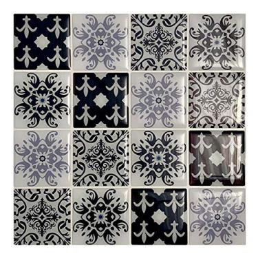 Imagem de Pastilha Adesiva Azul Arabescos Kit 4 Placas