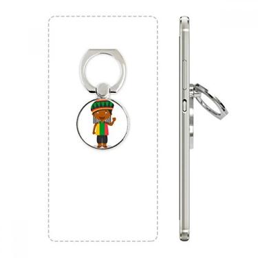 Imagem de Suporte de anel de telefone com desenho Jamaica preto selvagem suporte de laço ajustável