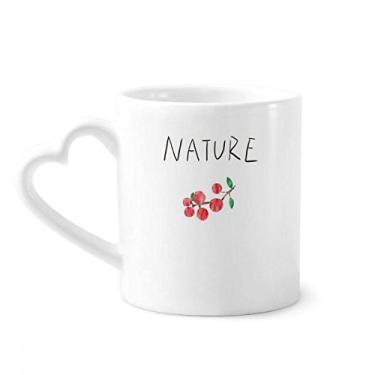 Imagem de Caneca de pintura de planta de frutas vermelhas Caneca de café cerâmica com alça de coração 355 ml