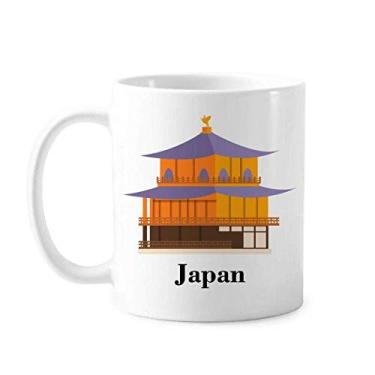 Imagem de Caneca clássica tradicional japonesa de templo de cerâmica branca com alças 350 ml