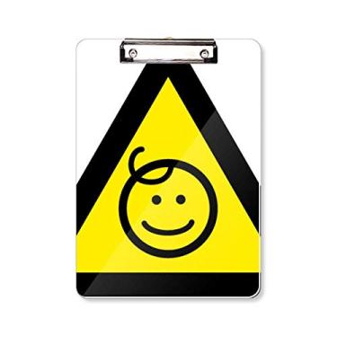 Imagem de Símbolo de aviso amarelo preto crianças protegido triângulo prancheta pasta bloco de notas placa de apoio A4
