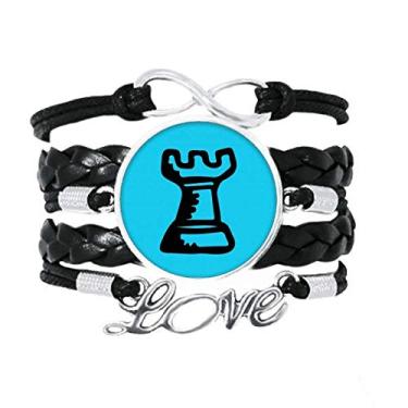 Imagem de OFFbb-USA Pulseira com composição de xadrez de veículo internacional, acessório para amor, corda de tricô de couro torcido, presente