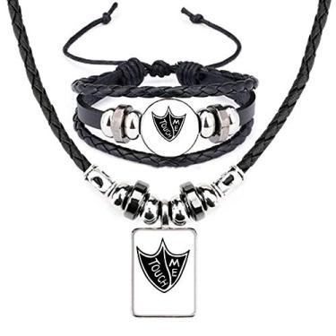 Imagem de Touch Me Conjunto de joias de couro com citação de pé de pato, design "faça você mesmo"