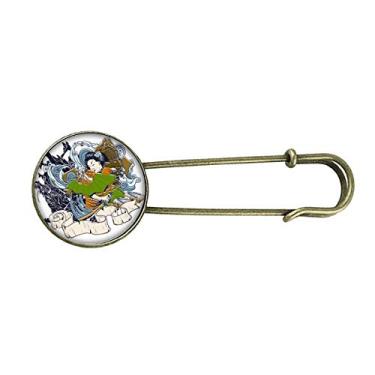 Imagem de Quimono japonês feminino Samurai espada broche de metal retrô joia