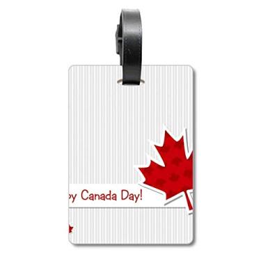 Imagem de Happy Canada Day Bolsa de viagem vertical de folha de bordo com etiqueta para cartão de bagagem