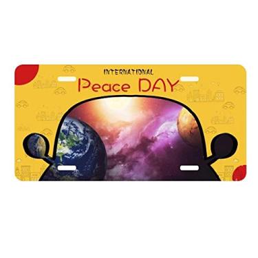 Imagem de DIYthinker Planeta Terra, vermelho, azul, colorido, placa de automóvel, decoração de carro, dia da paz