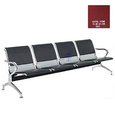 Imagem de Longarina 4 Lugares Cromada com Estofado Vinho (7825) B-203A -04L - Makkon