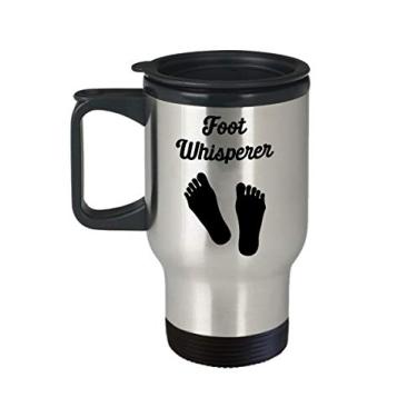 Imagem de Caneca de viagem Foot Whisperer – Caneca de chá divertido com isolamento de café de cacau quente – ideia de de Natal