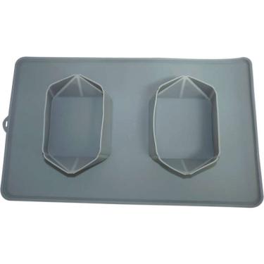 Imagem de Comedouro e Bebedouro Silicone Quadrado Cinza - Tam. Único