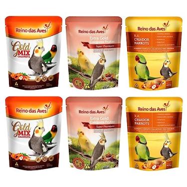 Imagem de Reino das Aves - 2 Mix de Sementes + 2 Extra Gold Frutas + 2 RA Parrots Para Calopsitas Agapornis