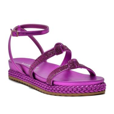 Imagem de Sandália Papete Com Strass Via Marte Rasteira Flat Feminina 23-10406