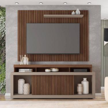 Imagem de Rack com Painel Para TV até 70 Polegadas Valença Caemmun Cinza/Havana