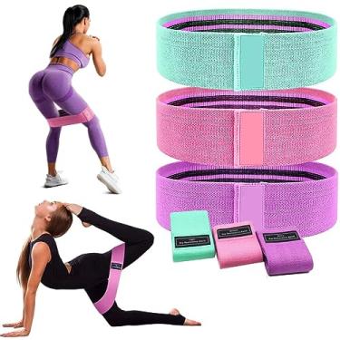 Imagem de Kit 3 Faixa Elastica Hip Mini Band Treino Exercicio Academia Cores e Intensidades diferentes Pilates Yoga Musculação Fortalecimento