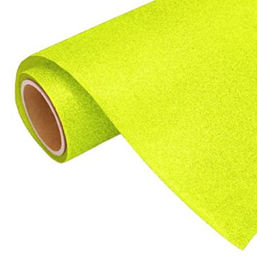 Imagem de Película de vinil de transferência de calor amarelo neon Threadart Glitter de 3 jardas x 50,8 cm HTV | Cores brilhantes | Compatível com Cricut Venture, Explorer e Maker, Silhouette Cameo e cortadores de grande formato