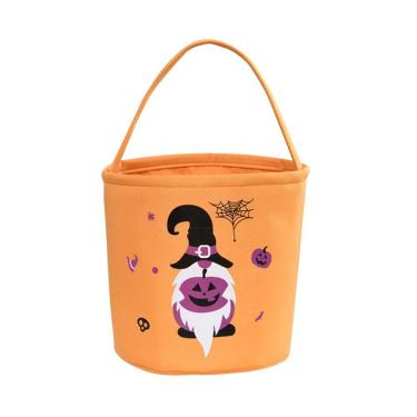 Imagem de Saco de doces de Halloween Balde de doces de abóbora Cesta de mão infantil Decoração de
