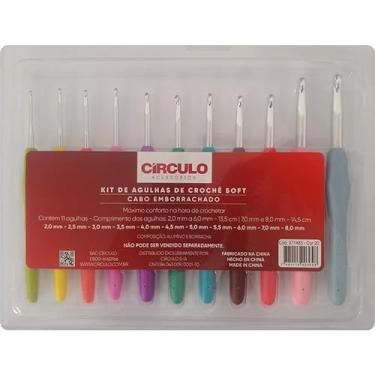 Imagem de Kit Agulha De Crochê Soft C/Cabo Emborrachado C/11Un Círculo