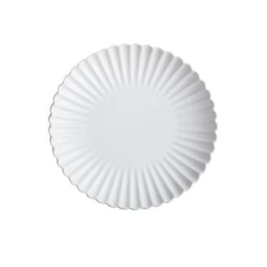 Imagem de GUIPAIHAI Pratos redondos de cerâmica estilo nórdico, bandeja de jantar, frutas, prato de salada, talheres criativos de 20,3 cm (cor: branco, tamanho: 25,4 cm)
