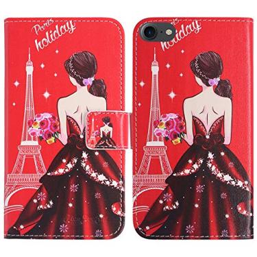 Imagem de TienJueShi Dream Girl Fashion Style TPU Silicone Book Stand Flip PU Capa protetora de couro para iPhone 6S 4,7 polegadas Capa Etui Wallet
