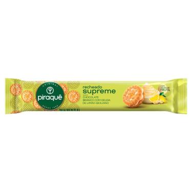 Imagem de Biscoito Recheado Piraquê Supreme Sabor Chocolate Branco com Geleia de Limão Siciliano 80g
