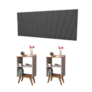 Imagem de Kit 2 Mesas Criado Com Cabeceira Suede Padrão 1,40 Siena