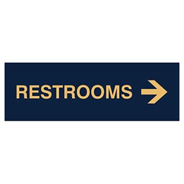 Imagem de Signs ByLITA Sinal direcional de seta para a direita para banheiros básicos (azul marinho/ouro) - pequeno