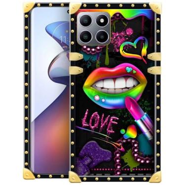 Imagem de Yuning419 Capa compatível com CELERO 5G Plus, TPU macio de luxo e parte traseira rígida de policarbonato para meninas e mulheres, capa protetora à prova de choque para CELERO 5G Plus, lábios de batom