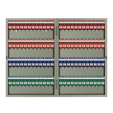 Imagem de Armário de chaves externo pátio jardim caixa de armazenamento de metal montada na parede resistente e durável 72/96/120 furos (cor: cinza, tamanho: 120 furos) (cinza 96 furos)