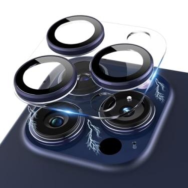 Imagem de Kanosan Para iPhone 15 Pro/iPhone 15 Pro Max Protetor de lente de câmera, acrílico transparente Plus anel de liga de alumínio 9H capa de câmera de tela de vidro temperado para iPhone 15 Pro Max/iPhone 15 Pro, azul