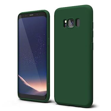 Imagem de oakxco Capa de telefone projetada para Samsung Galaxy S8 com aderência de silicone, capa de telefone de gel de borracha macia para mulheres e meninas, fina, flexível, protetora, TPU 5,8 polegadas, verde escuro