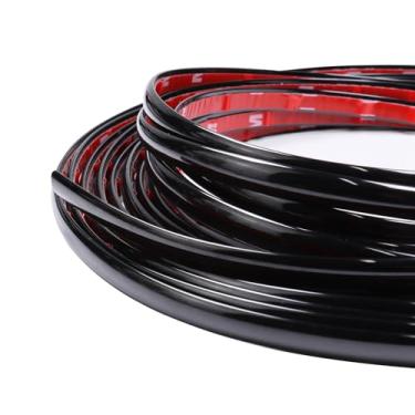 Imagem de SBWLKJ Moldagem de acabamento automotivo de 25 pés preto brilhante 1/2" (12 mm) molduras laterais de carro universais (autoadesivas) com proteção UV à prova de arranhões para todos os veículos