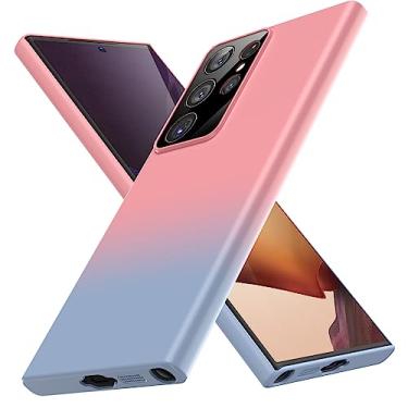 Imagem de YSLBWLE Capa para Galaxy S23 Ultra, nova capa fina projetada, [proteção contra quedas de grau militar de 3 m], com protetor de lente, gradiente, rosa + azul7-sam s23u-03